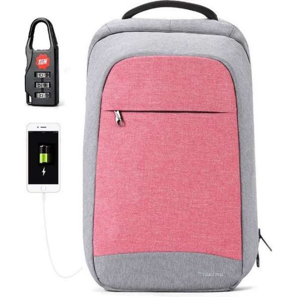 Tigernu Dames Laptop rugzak anti diefstal Ladies Laptopvak tot 15,6 inch - Roze Tigernu Dames Laptop rugzak anti diefstal Ladies Laptopvak tot 15,6 inch - Roze