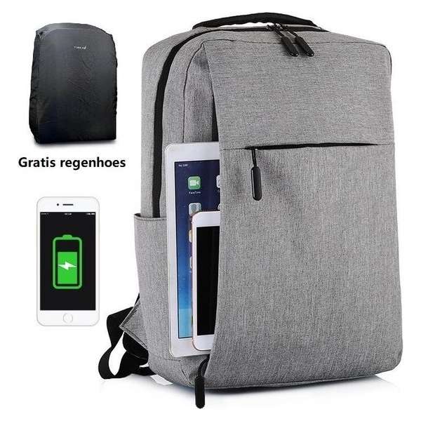 Laptop rugzak - 15,6 inch rugzak - laptop rugtas - laptoptas - anti diefstal - rugzak met usb - grijs - GRATIS regenhoes Laptop rugzak - 15,6 inch rugzak - laptop rugtas - laptoptas - anti diefstal - rugzak met usb - grijs - GRATIS regenhoes