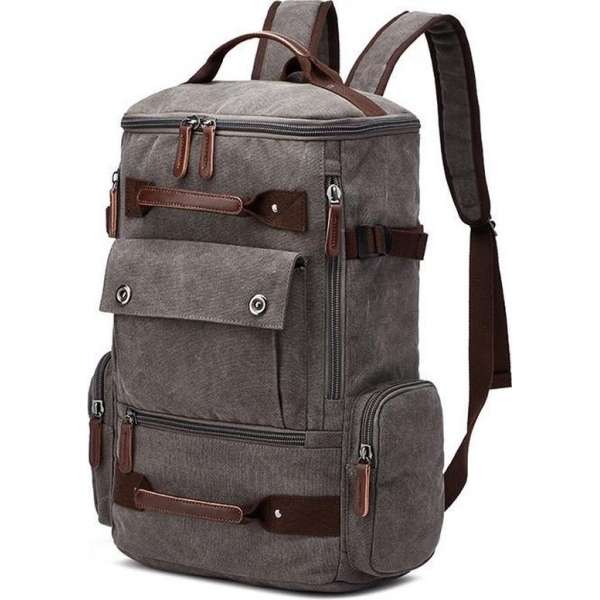 Grijs - Especially Rugzak - reistas - schooltas - Canvas Kunstleer - Rugtas voor Dames/Heren - Tas 7