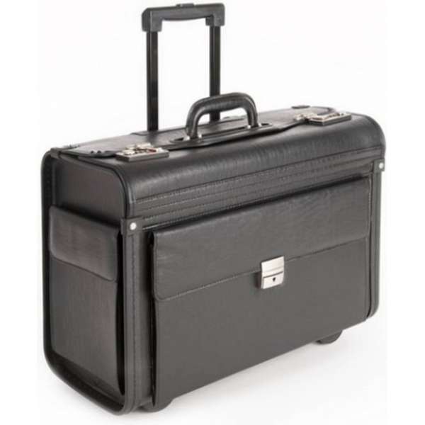 Pilotenkoffer Kunstleder Zwart - Laptoptrolley - Pilotentrolley - Documentenvak - Handbagage Pilotenkoffer Kunstleder Zwart - Laptoptrolley - Pilotentrolley - Documentenvak - Handbagage