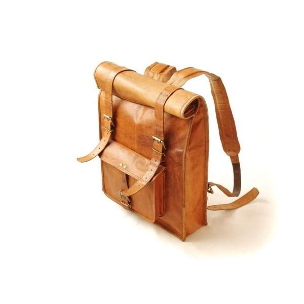 Grayham Crawford Leren Roll-top Rugzak - met Laptopvak - 100% leer Grayham Crawford Leren Roll-top Rugzak - met Laptopvak - 100% leer