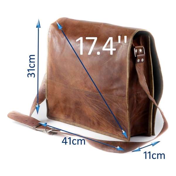Aktetas 17 inch Bruin Echt Leer -- Schoudertas - Aktetas A3 - Almeria R17 – Handgemaakte Tas van echte leder Aktetas 17 inch Bruin Echt Leer -- Schoudertas - Aktetas A3 - Almeria R17 – Handgemaakte Tas van echte leder
