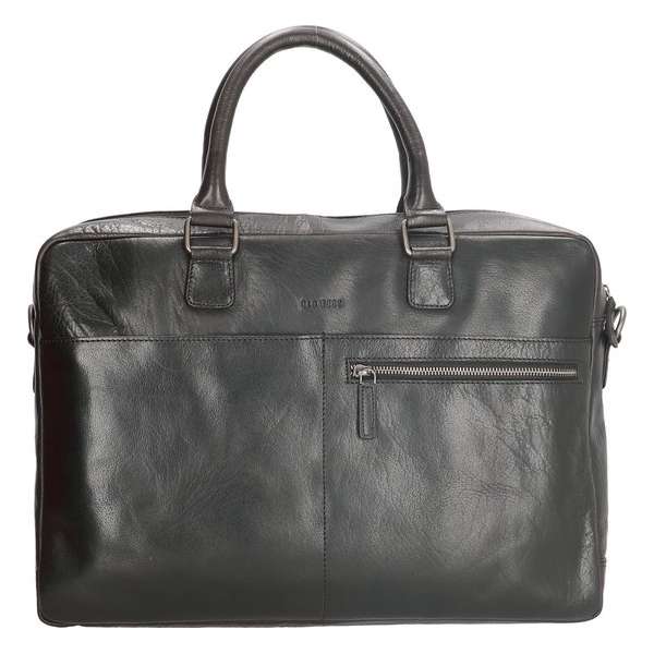Old West Waco Leren laptoptas 17 inch - Zwart