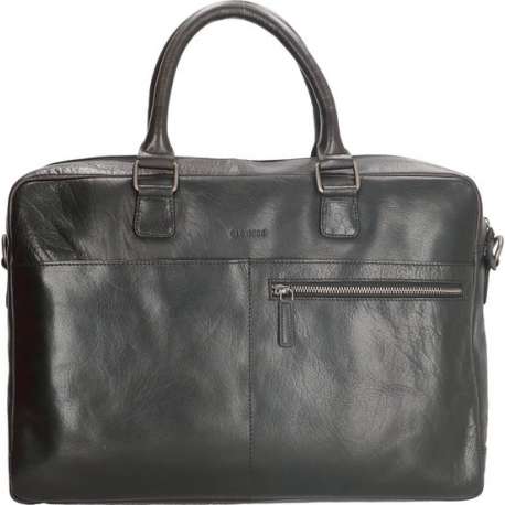 Old West Waco Leren laptoptas 17 inch - Zwart