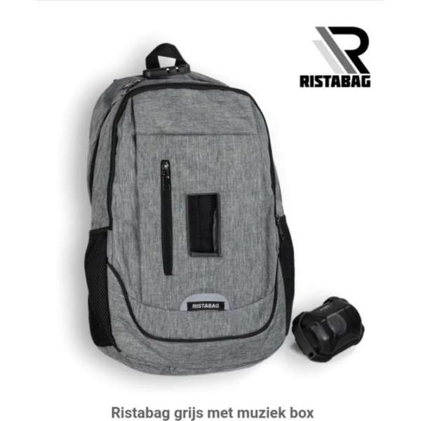 Ristabag rugzak grijs met muziek box Ristabag rugzak grijs met muziek box