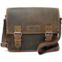 Hillburry Buffel leer Aktetas Unisex Schoudertas Bruin