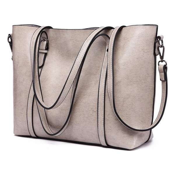 Miss Lulu Dames Handtas - Schoudertas - Shopper - Laptoptas - Werktas - Grote Capaciteit - Grijs (E6709 GY) Miss Lulu Dames Handtas - Schoudertas - Shopper - Laptoptas - Werktas - Grote Capaciteit - Grijs (E6709 GY)