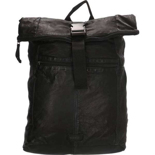 Old West Round Rock Leren Rolltop Rugtas 17,3 inch - Zwart Old West Round Rock Leren Rolltop Rugtas 17,3 inch - Zwart