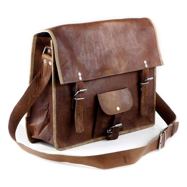 Laptoptas 15,6 inch “Lobo SQ15” - Messengertas – Cognac Bruin Echt Leer Businesstas - Unisex Tas Vintage Look Design Laptoptas 15,6 inch “Lobo SQ15” - Messengertas – Cognac Bruin Echt Leer Businesstas - Unisex Tas Vintage Look Design