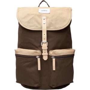 Sandqvist Roald Backpack multi olive / beige with natural leather