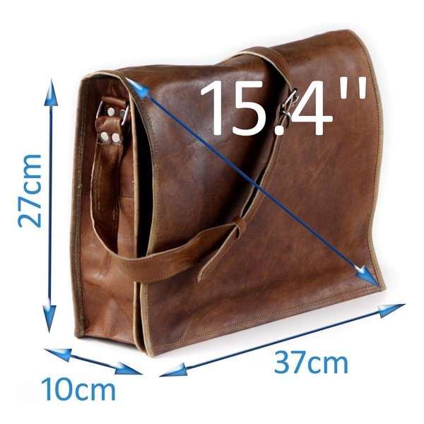 Laptoptas 15.6 ‘’ Bruin Leer - Messengertas - Almeria SQ15 - Handgemaakte Tas van echte leder Laptoptas 15.6 ‘’ Bruin Leer - Messengertas - Almeria SQ15 - Handgemaakte Tas van echte leder