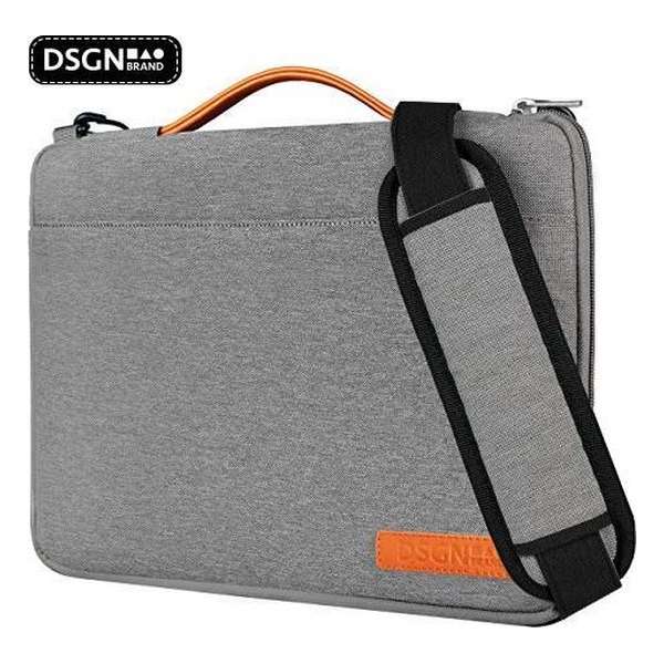 DSGN Laptoptas Schoudertas met Handvat 14 inch - Grijs - Laptop Sleeve - Laptophoes DSGN Laptoptas Schoudertas met Handvat 14 inch - Grijs - Laptop Sleeve - Laptophoes