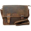 Hillburry Buffel leer Aktetas Unisex Schoudertas Bruin