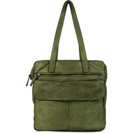 DSTRCT Harrington Road Leren Shopper L - Groen