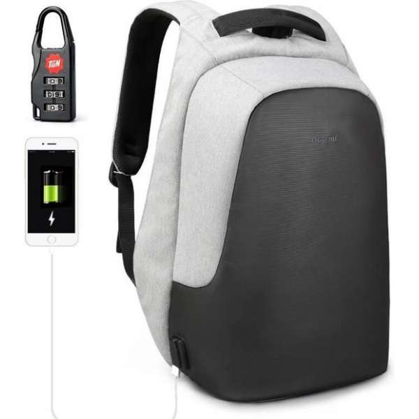 Tigernu Laptop rugzak anti diefstal Trendy Laptopvak tot 15,6 inch - Grijs Tigernu Laptop rugzak anti diefstal Trendy Laptopvak tot 15,6 inch - Grijs