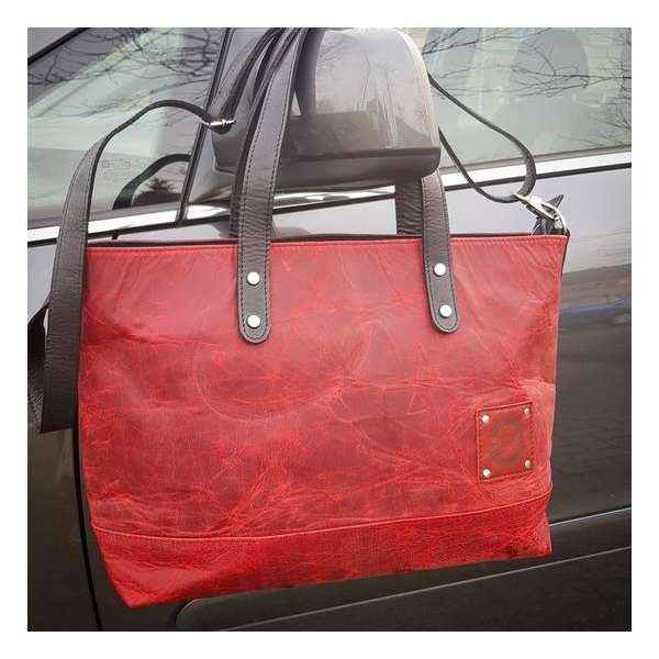 Lederen laptoptas Senna Rood