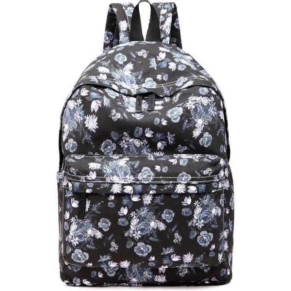 Miss Lulu Rugzak - Schooltas - Schoolrugzak Bloemen - Unisex/Jongens/Meisjes - Zwart (E1401-16R) Miss Lulu Rugzak - Schooltas - Schoolrugzak Bloemen - Unisex/Jongens/Meisjes - Zwart (E1401-16R)