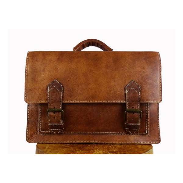 Leren Aktetas - Unisex - Bruin - Alaabouch