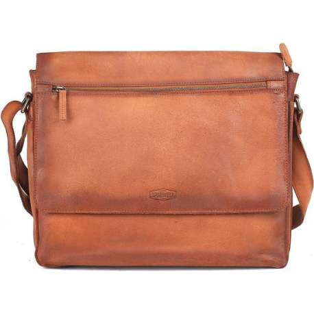 Sparwell lederen tas - Altima - leren schoudertas / messenger tas – Cognac / camel