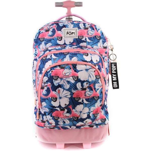 Oh My Pop - Pink Scooter - Trolley Rugzak - Multi colour - Hoogte 53cm Oh My Pop - Pink Scooter - Trolley Rugzak - Multi colour - Hoogte 53cm