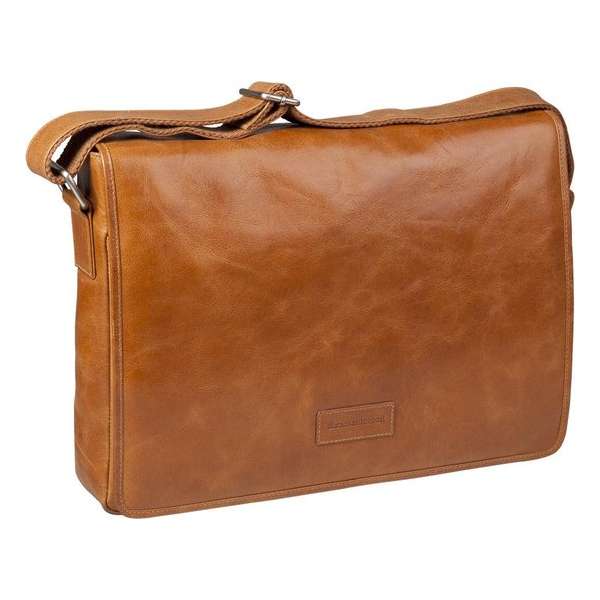 "Leather messenger bag Marselisborg - tan - voor tot 14""" "Leather messenger bag Marselisborg - tan - voor tot 14"""