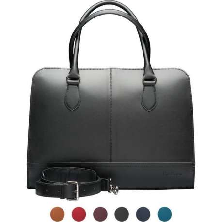 Su.B Laptoptas 13 inch - Dames Handtassen - Dames Schoudertas met Laptopvak en Trolley Riem - Leren Aktetassen - Zwart