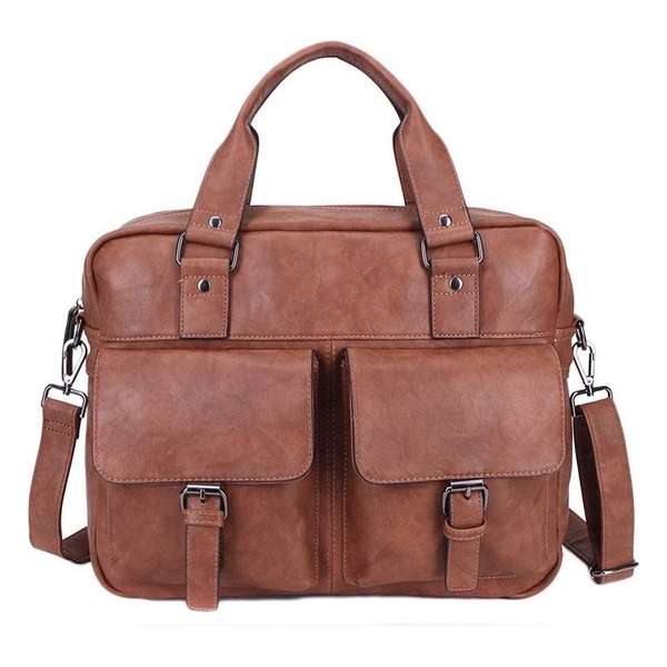 Wimona Camila 2077 Schoudertas / Laptoptas - 15,4 inch - Cognac