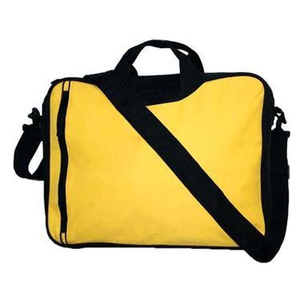 Schoudertas voor laptop/documenten 15.6 inch kleur geel Schoudertas voor laptop/documenten 15.6 inch kleur geel
