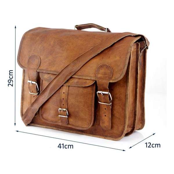 Aktetas 15,6 inch “Granada” – Cognac Bruin Echt Leer Businesstas - Unisex Vintage Look Boekentas - Handgemaakt Aktetas 15,6 inch “Granada” – Cognac Bruin Echt Leer Businesstas - Unisex Vintage Look Boekentas - Handgemaakt