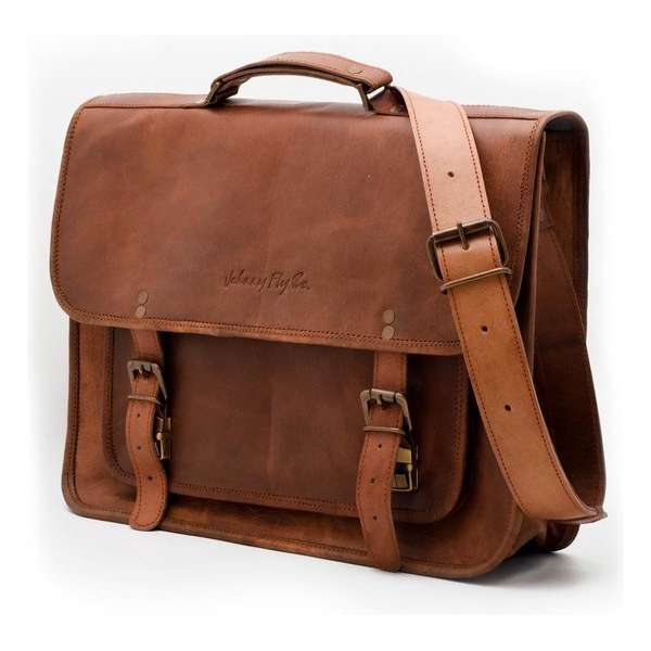 Johnny Fly Leather Heren Aktetas Bruin Johnny Fly Leather Heren Aktetas Bruin