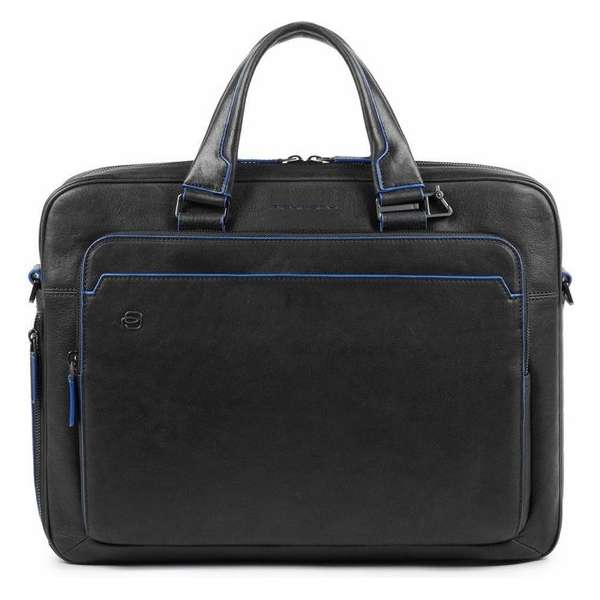 Piquadro Blue Square S Matte Portfolio Computer Briefcase Black