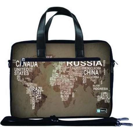 Laptoptas 13,3 / schoudertas wereldkaart & namen - Sleevy - laptoptas - schooltas
