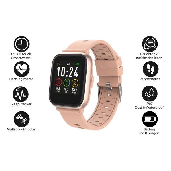 Denver SW-161 - Smartwatch - touchscreen sportwatch met hartslagmeter - Fitbit - Roze