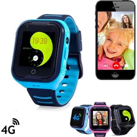 GPS horloge kind tracker VideoCall AQUA Wifi 4G videobellen Blauw [IP67 Waterdicht] incl. SIM-kaart