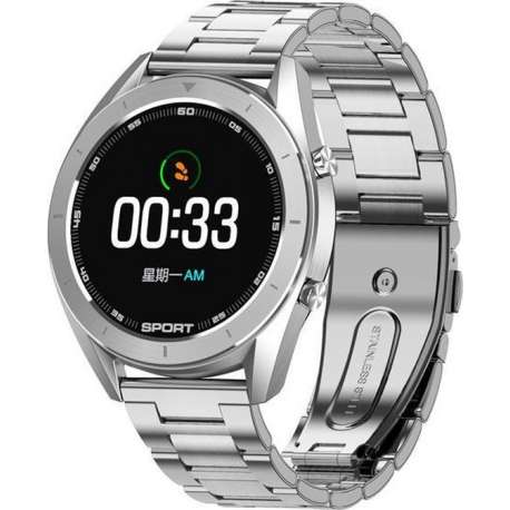 Belesy® Royal - Smartwatch heren - Horloge - 1.2 inch - Kleurenscherm - Full Touch - 16x Wijzerplaat - Zilver - Staal