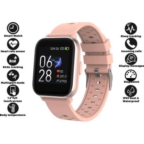 Denver SW-163 - Smartwatch - touchscreen sportwatch met hartslagmeter - Fitbit - Roze