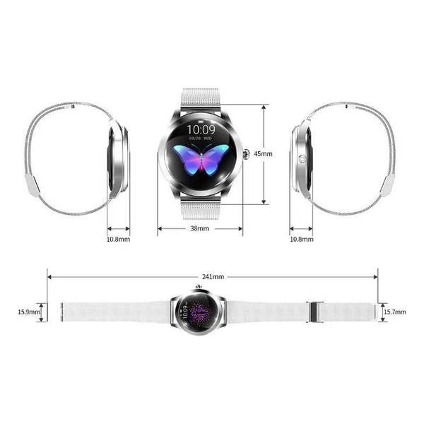 DrPhone L10 Series – Vrouwen Smartwatch + Stappenteller – Milanese Band – Goud