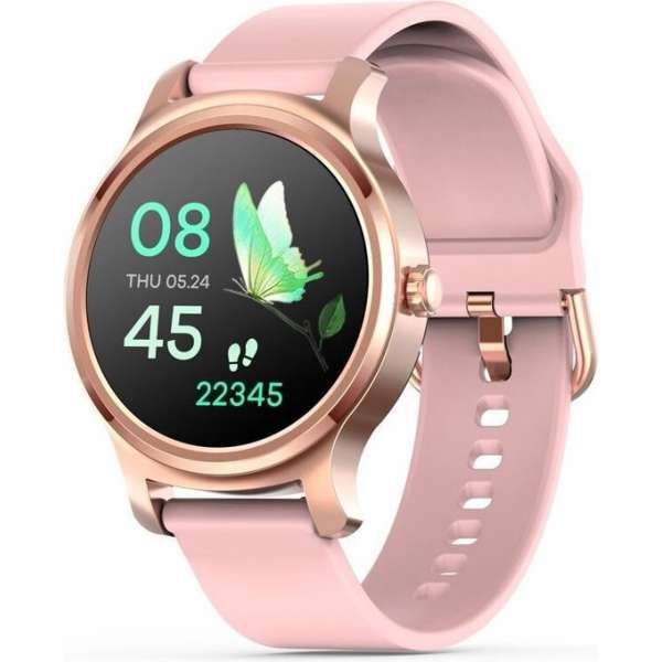 OPTIBLE® Papillon - Smartwatch - Dames - Heren - Goud - Roze - Leer OPTIBLE® Papillon - Smartwatch - Dames - Heren - Goud - Roze - Leer