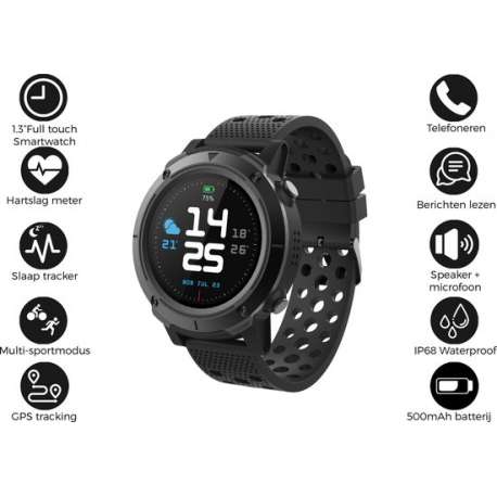 Denver SW-510 - Bluetooth smartwatch met GPS functie - activity tracker - hartslagmeter - Fitbit - Zwart