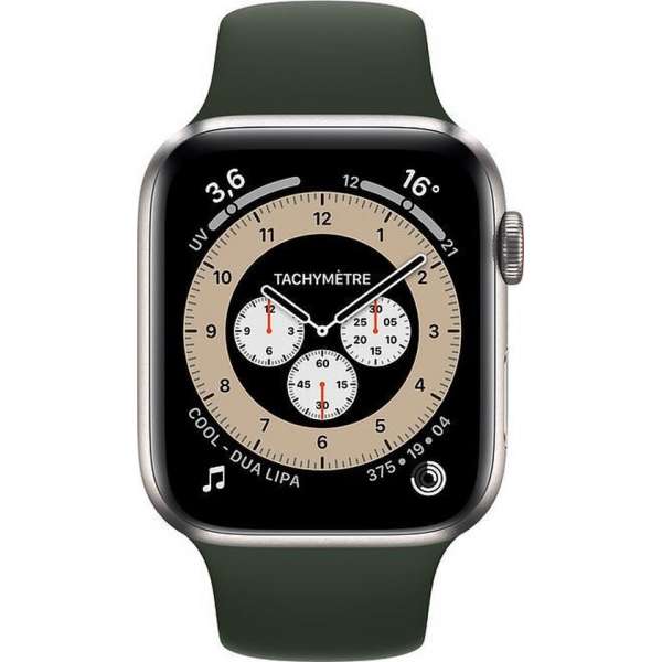 Apple Watch Series 6 Edition GPS + Cellular, 44mm Kast van Titanium, cyprusgroen sportbandje