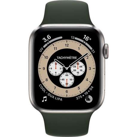 Apple Watch Series 6 Edition GPS + Cellular, 44mm Kast van Titanium, cyprusgroen sportbandje