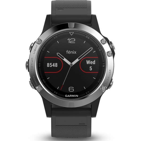 Fenix 5 Zwart/Zilver met zwarte band