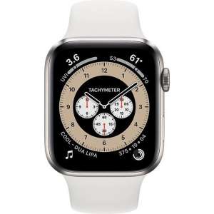 Apple Watch Series 6 Edition GPS + Cellular, 44mm Kast van Titanium, wit sportbandje.