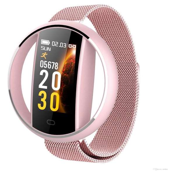 SmartWatch-Trends E99 - Smartwatch - Roze Milanees Bandje