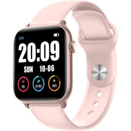 Belesy® Thermo Pro - Smartwatch - Horloge - 1.3 inch – Kleurenscherm - Full Touch - Lichaams thermometer - Roze - Siliconen