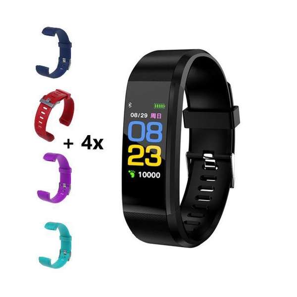 Belesy - Smartwatch - Zwart - Met 4 extra polsbandjes