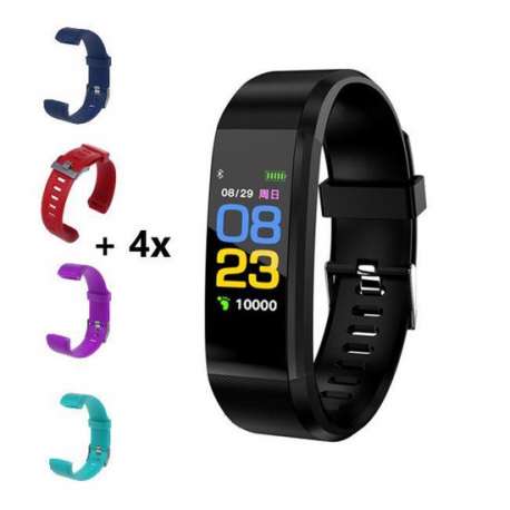 Belesy - Smartwatch - Zwart - Met 4 extra polsbandjes