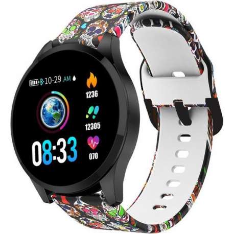 Belesy® BQSiZw8 Skull - Limited edition - Smartwatch dames - Zwart