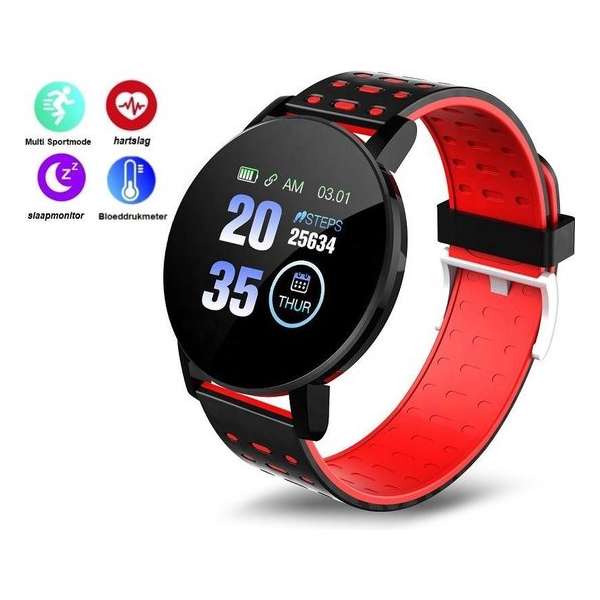 Belesy® Fresh – Smartwatch - Zwart/Rood Belesy® Fresh – Smartwatch - Zwart/Rood