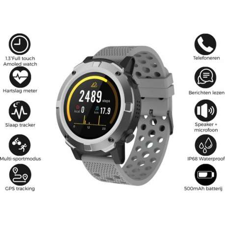 Denver SW-660 - Fitness horloge - Bluetooth smartwatch met GPS functie - activity tracker - hartslagmeter - Fitbit - Grijs